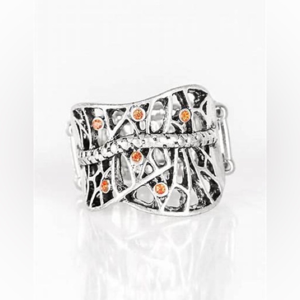 *Orange rhinestone and silver ring.